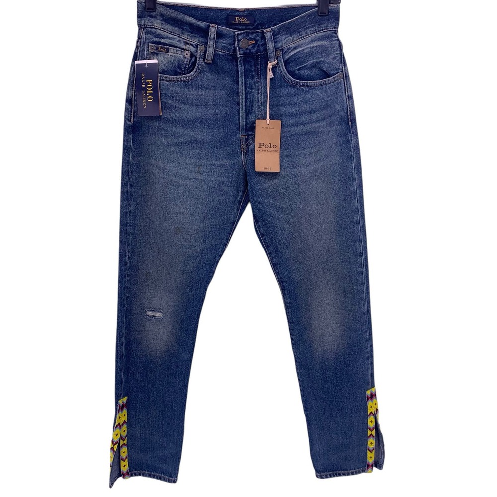 POLO Ralph Lauren Callen High Rise Slim Beaded Slit Bottom Womens Size 26